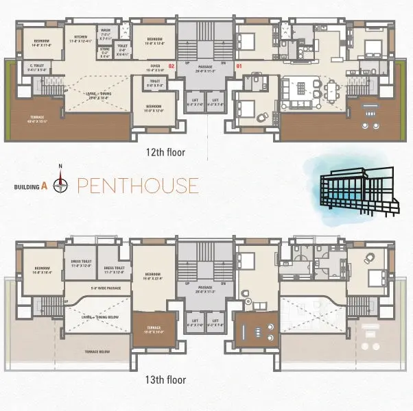 Samarthya Heights – Building - A ( Penthouse - 12 & 13 Floor)