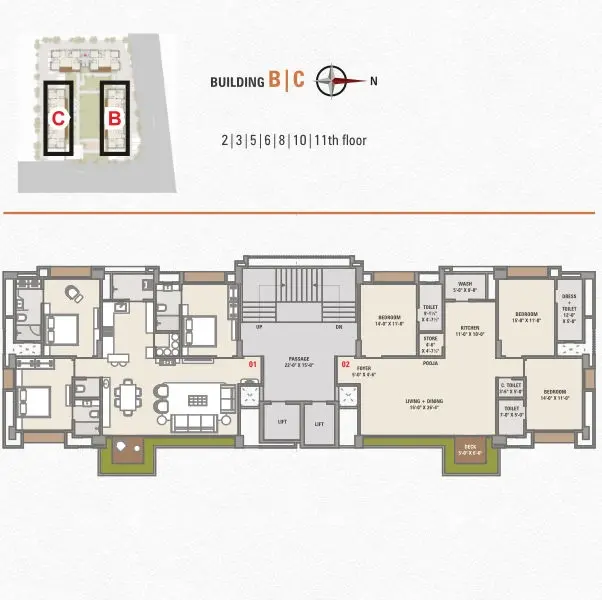 Samarthya Heights – Building - B,C ( 2 | 3 | 5 | 6 | 8 | 10 | 11th Floor )